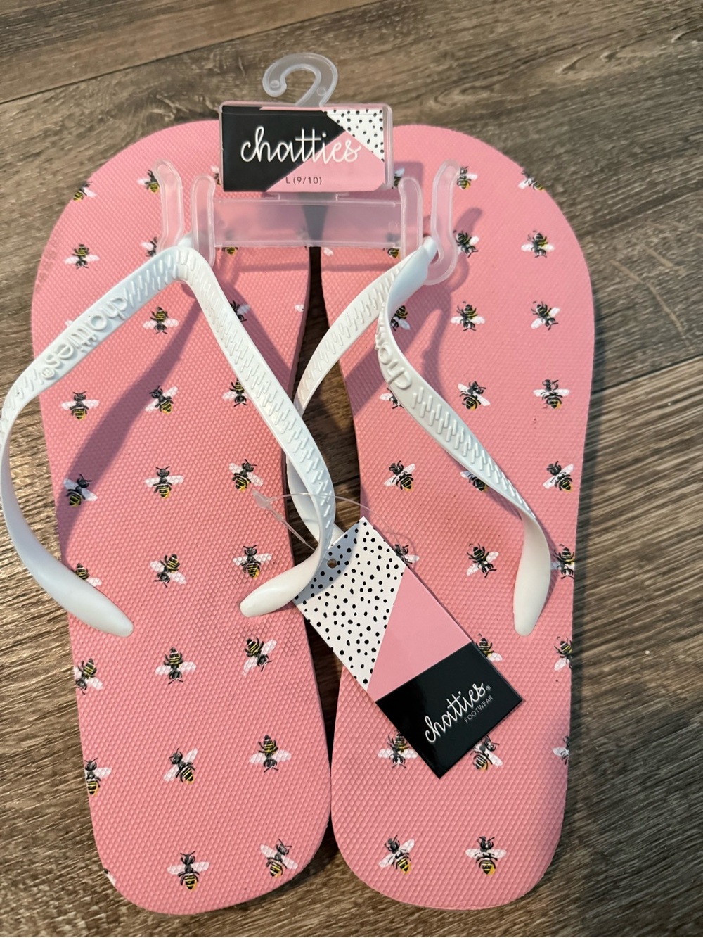 Old Navy Pink Bee Print Flip Flops with White Straps
